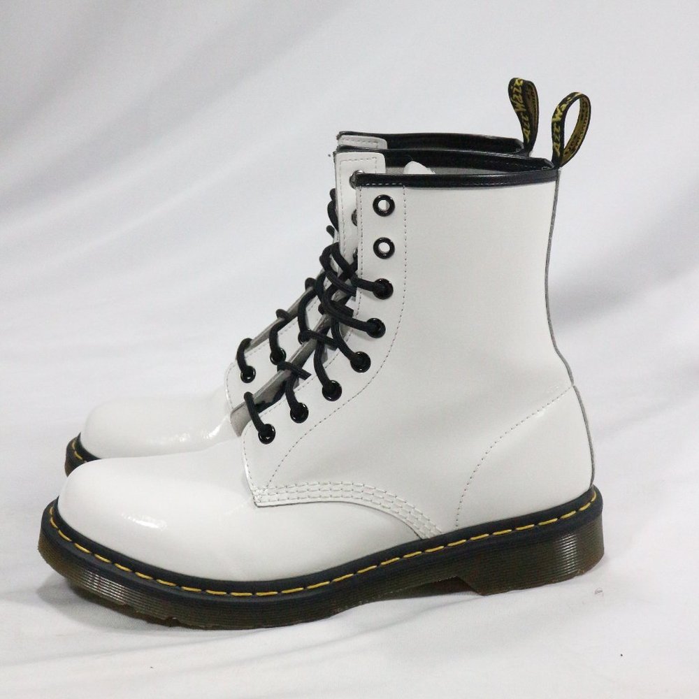 DR. MARTENS 1460 W White Patent Lamper Boots Sz 10 Wmns - Picture 2 of 8